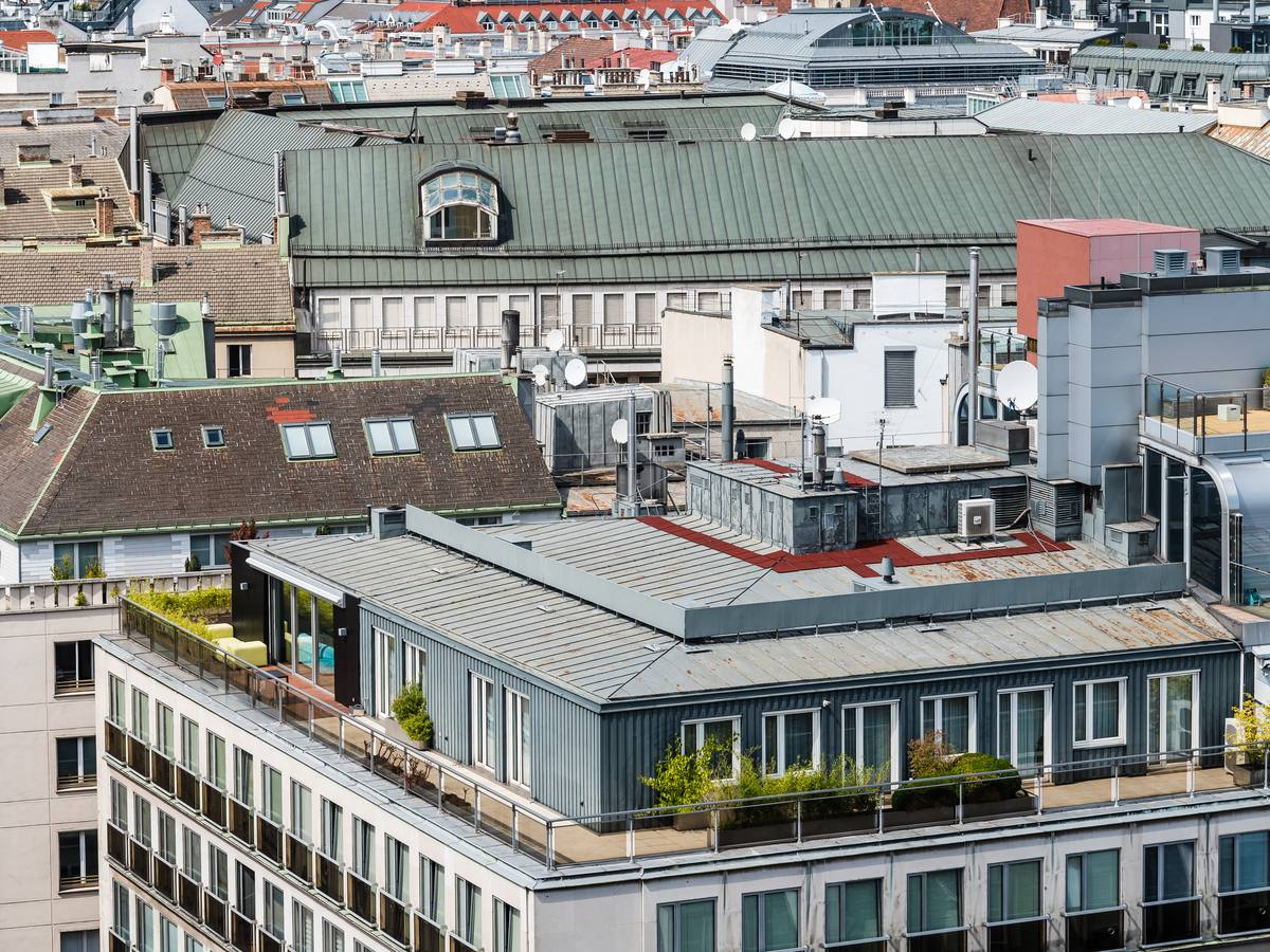 Penthouse mit umlaufender Dachterrasse über den Dächern der Wiener Innenstadt